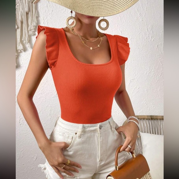 Boho ruffle trim ribbed knit top - Picture 3 of 16